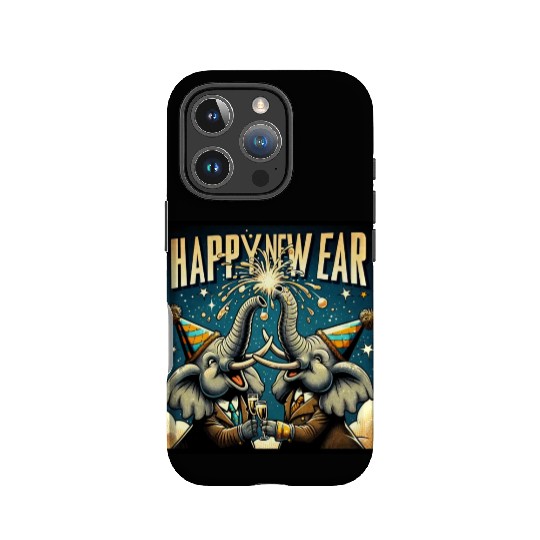 New Year's Eve Elephant Cheers with Champagne IPhone Cases