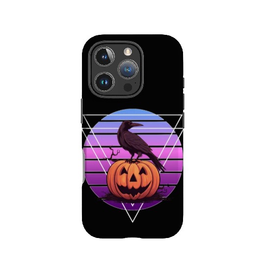 Raven Crow On Pumpkin Vaporwave Halloween Pagan Ae IPhone Cases