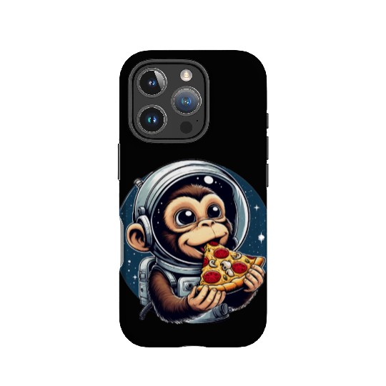 Space monkey enjoys pizza IPhone Cases