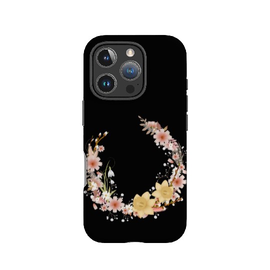 Spring floral wreath of daffodils and catkins IPhone Cases