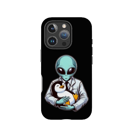 Alien Embracing Penguin IPhone Cases