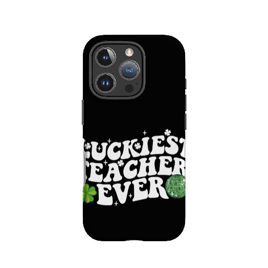 Luckiest Teacher Ever Disco Ball Shamrock Groovy IPhone Cases