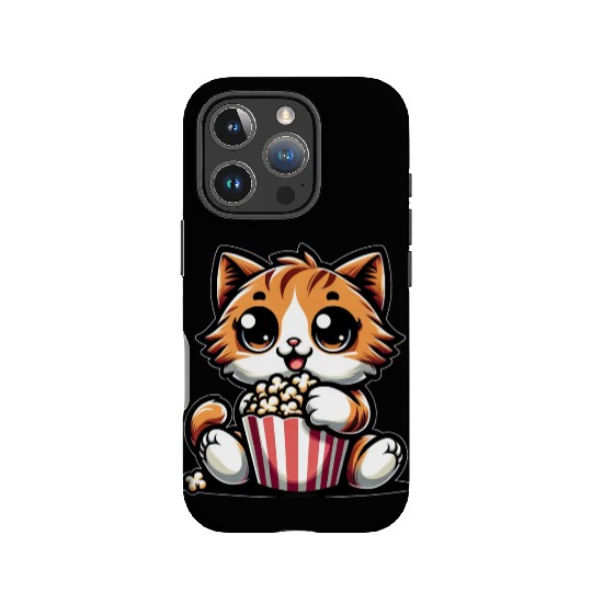 Cinema Cat, Cute Tomcat with Popcorn IPhone Cases