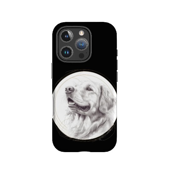Golden retriever portrait pencil sketch IPhone Cases