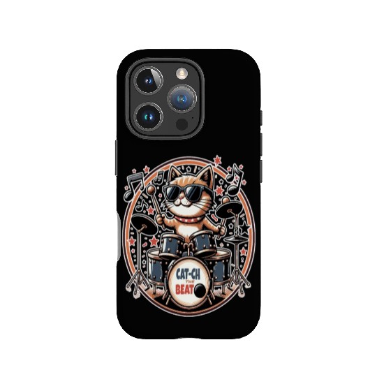 Catch The Beat, Cool Cat Drummer IPhone Cases