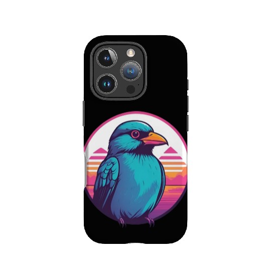 Synthwave Blue Bird 2 IPhone Cases
