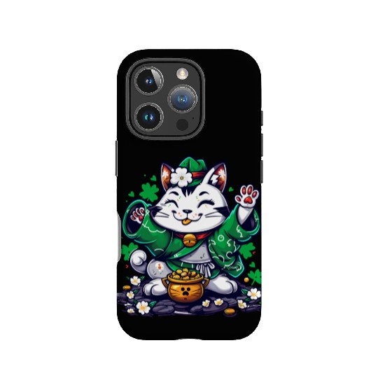 Kawaii St Patricks Day Cat With a Pot Of Gold IPhone Cases