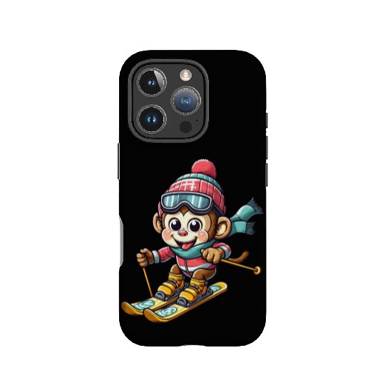 Monkey Chimpanzee Skier Winter Vacation Design IPhone Cases