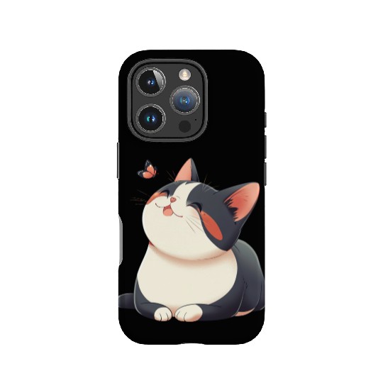 Kawaii Cat and Butterfly IPhone Cases