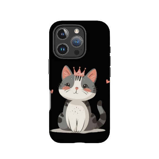 Kawaii Cat Queen and Hearts IPhone Cases