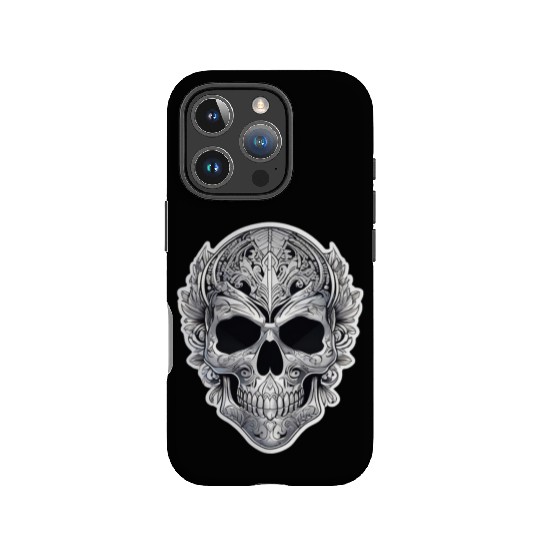 Mexican tribal silver metallic skull IPhone Cases