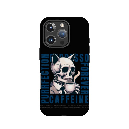 Cat Skull Caffeine Connoisseur - Eternal Coffee IPhone Cases