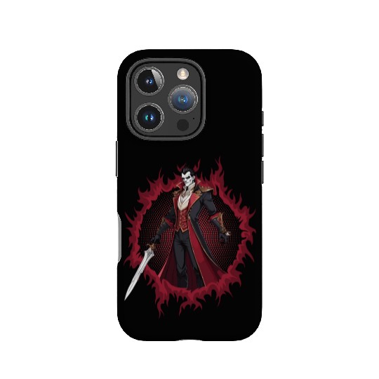 Vampire Lord With Halftone Background IPhone Cases
