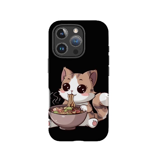 Kawaii Cat Eating Ramen IPhone Cases