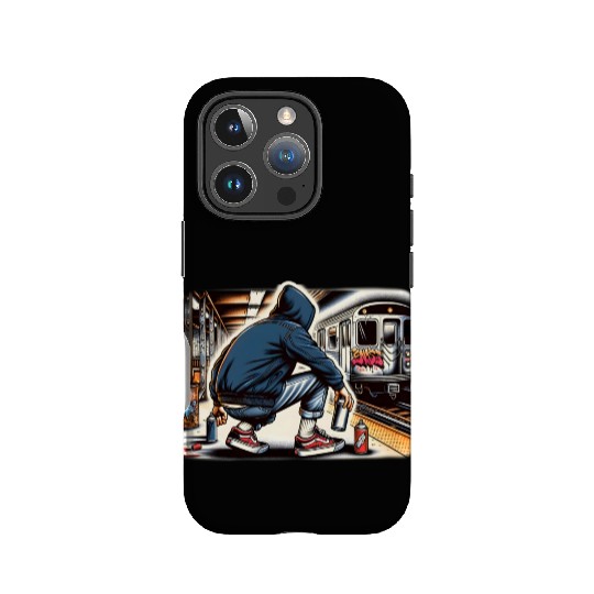AI Teen in Subway Layup Underground- Masked Border IPhone Cases