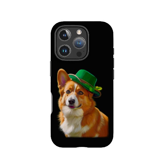 majestic Welsh Corgi dog with Irish Hat IPhone Cases