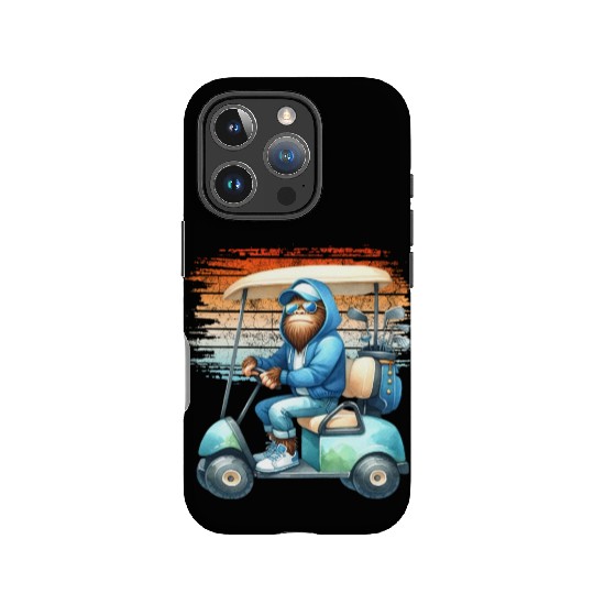 Bigfoot Golf Adventure Watercolor Golfer Cart IPhone Cases
