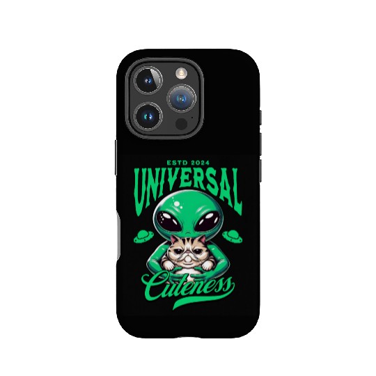 Intergalactic Cat and extraterrestrial Alien IPhone Cases