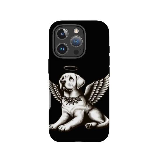 Labrador angel wings black white halo IPhone Cases