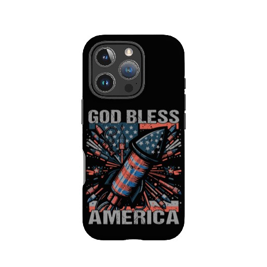 God Bless America Retro US Flag Funny Fireworks IPhone Cases