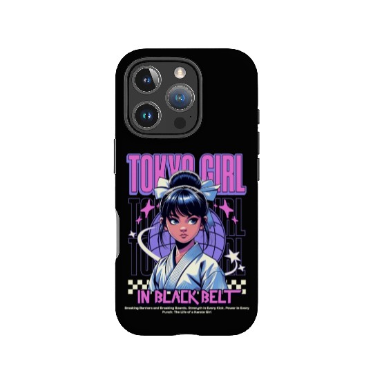 anime tokyo girl in black belt IPhone Cases