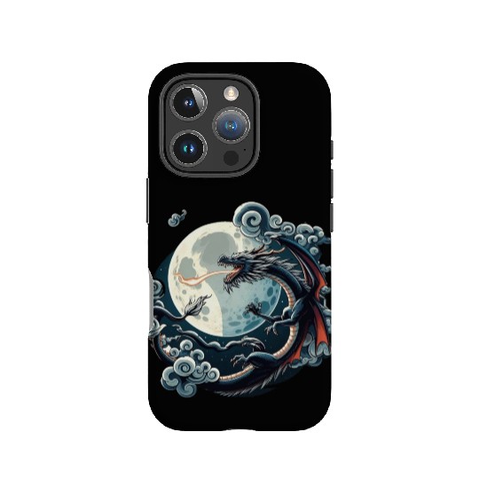 Mystical Dragon and Moon - Celestial Fantasy IPhone Cases