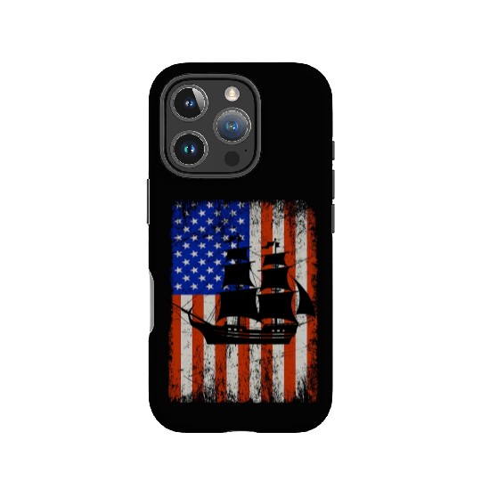 Stars, Stripes & Pirate Ship American Flag IPhone Cases
