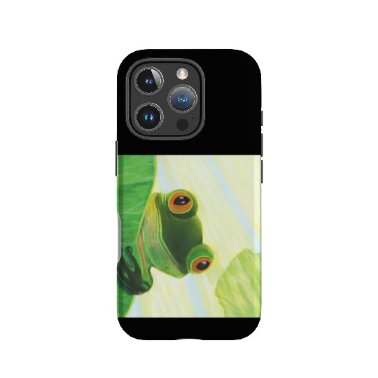 Cute Green Frog Peeping out From Behind Lily Pad IPhone Cases