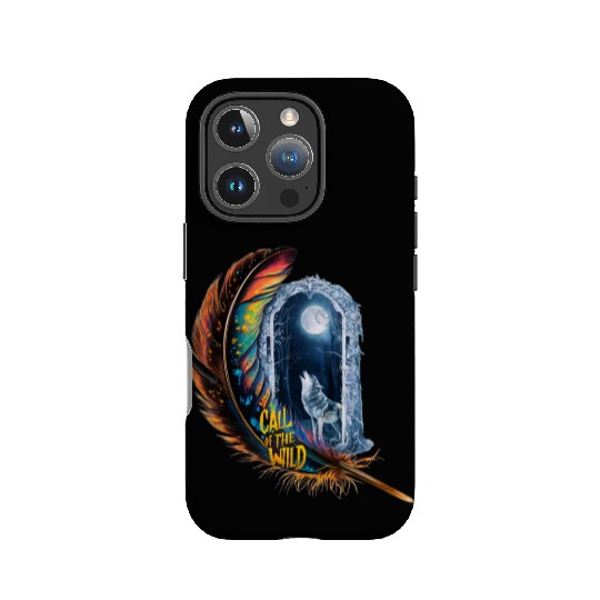 Glowing feather with wolf howling at the moon IPhone Cases