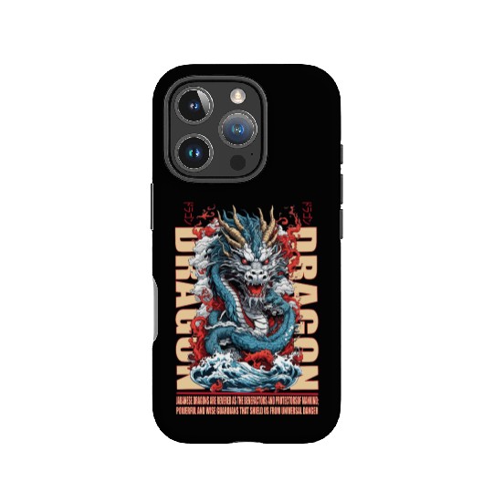 Japanese dragon on waves IPhone Cases