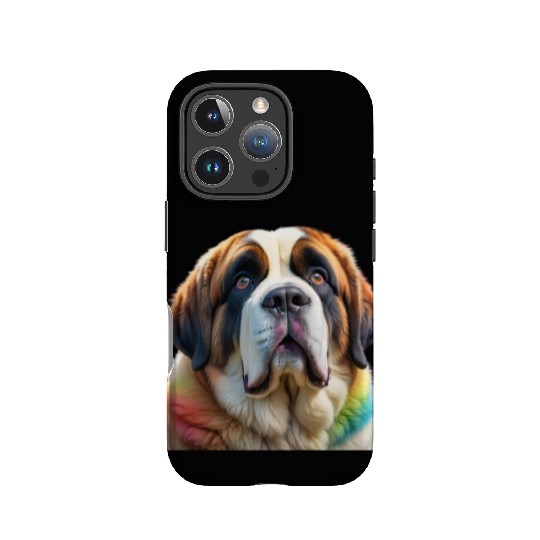 Rainbow Ombre Adult Saint Bernard dog IPhone Cases