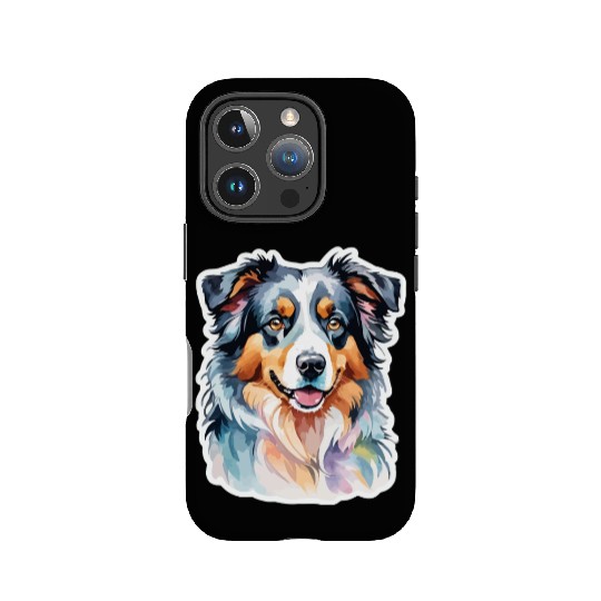 Australian Shepherd Watercolor IPhone Cases