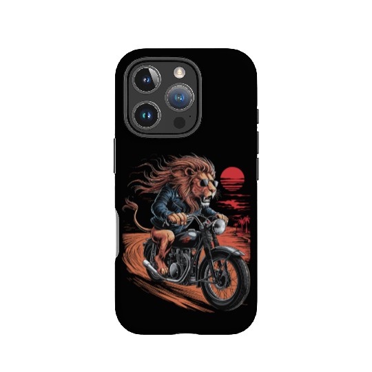 Cool Lion Riding Motorcycle Graphic for Biker IPhone Cases
