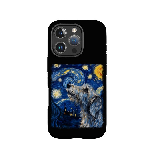 Irish Wolfhound Dog Starry Night Painting IPhone Cases