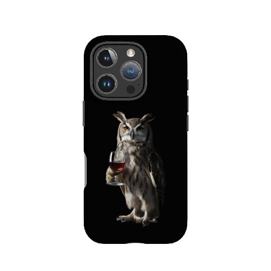 Owl Drinking Wine Realistic IPhone Cases