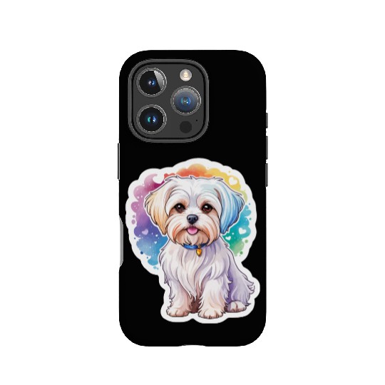 Maltese Dog Watercolor IPhone Cases