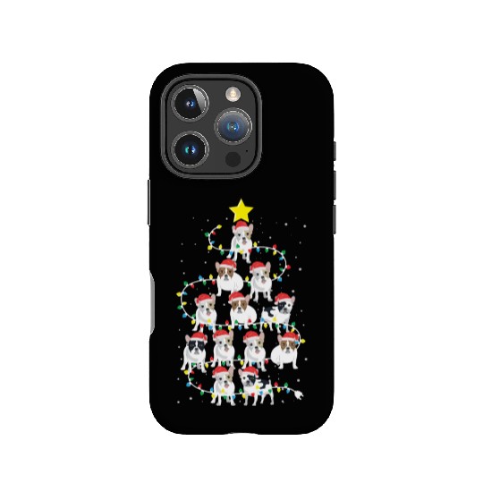 English Bulldog Christmas Tree Dog Santa Claus IPhone Cases