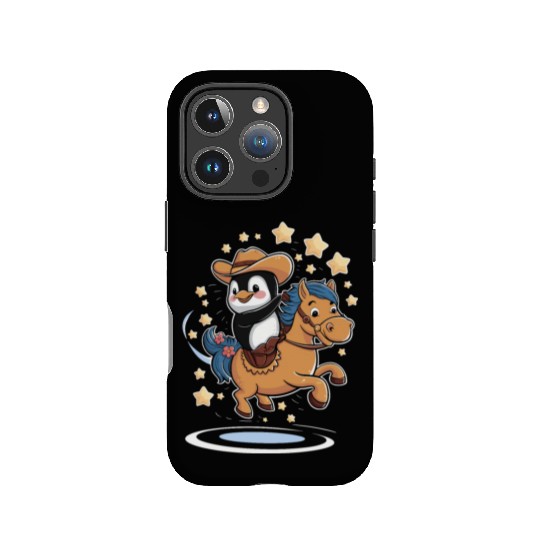 Adorable Penguin Cowboy Riding a Magical Pony IPhone Cases