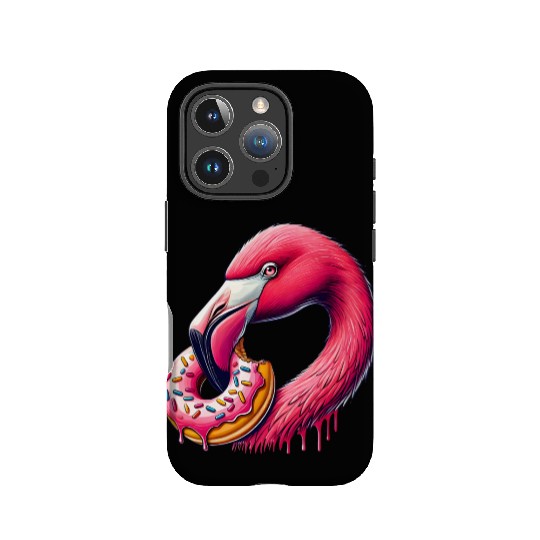 funny feast for the eyes - flamingo with donut IPhone Cases