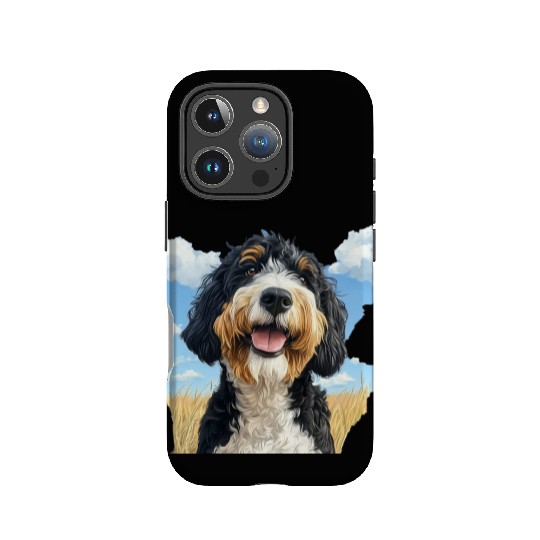 Bernedoodle Field Nature Bernedoodle Watercolor 2 IPhone Cases