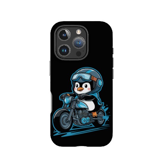 Penguin Riding Motorcycle With Goggles On IPhone Cases