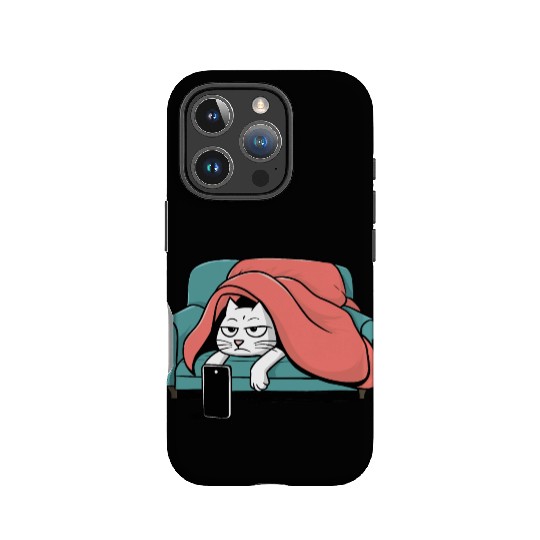 Bored Cat on Couch With Smart Phone IPhone Cases