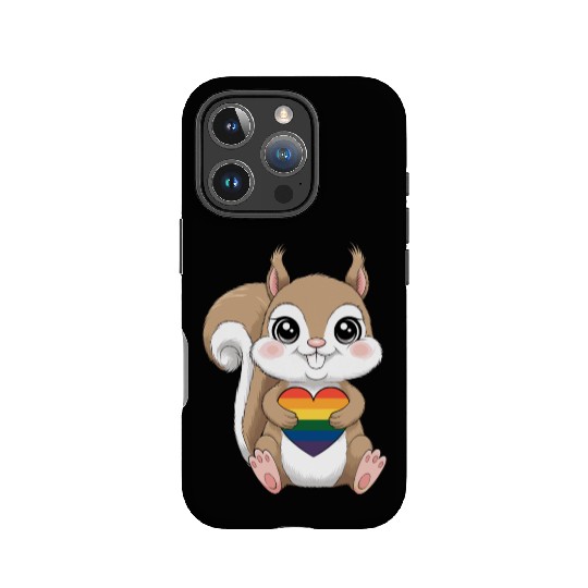 Cute Squirrel Holding Rainbow Heart LGTBQ Love IPhone Cases