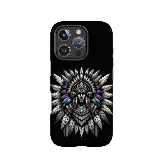 Aztec Warrior Mask with Tribal Art and Ancient IPhone Cases