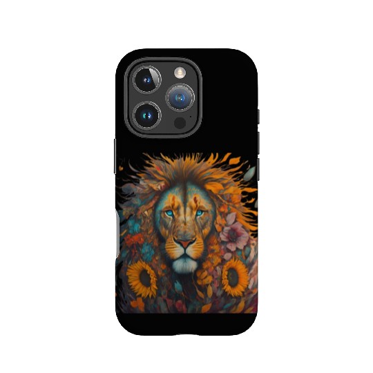 Lion with Sunflower: Majestic and Bright Design IPhone Cases