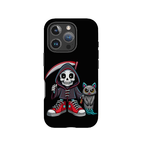 A colorful cartoon death skeleton IPhone Cases