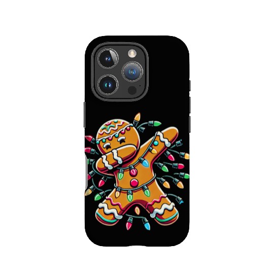 Dabbing Gingerbread Wrapped in Christmas Lights IPhone Cases