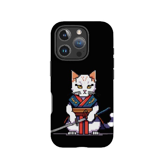 Pixel Samurai Cat Warrior IPhone Cases