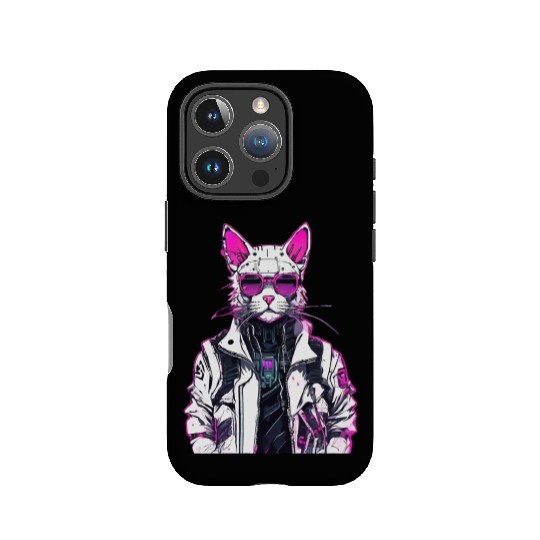 Cyberpunk Cat: Neon Outlaw IPhone Cases