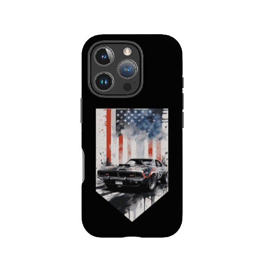 Rev up your patriotism - Muscle car and usa flag IPhone Cases